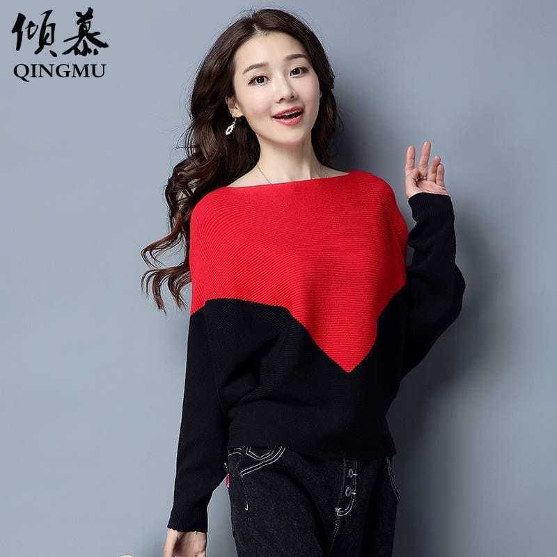 Baggy Style Colorblock Pullover – Soft Woollen Knit Sweater
