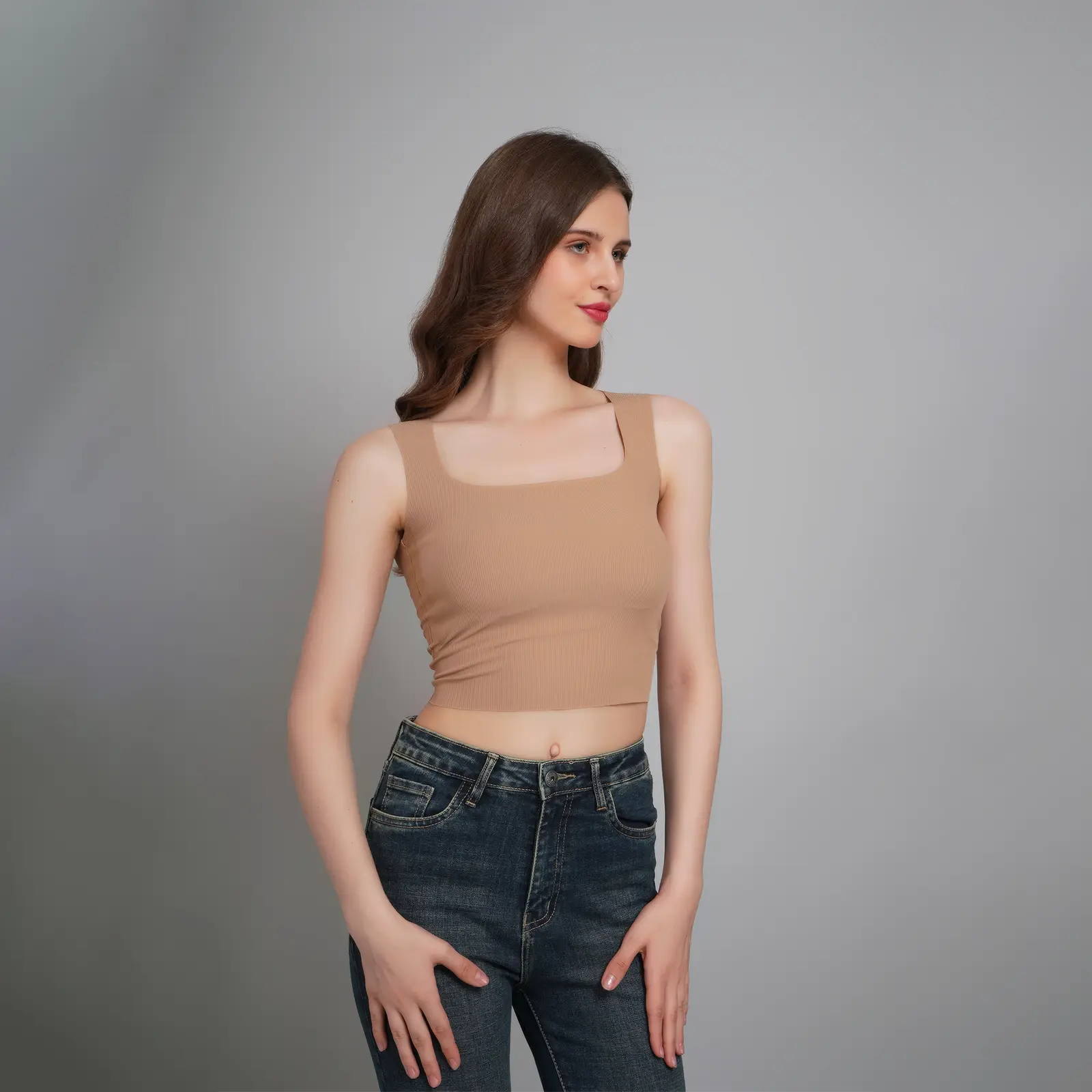 Nude Ribbed Crop Top 3