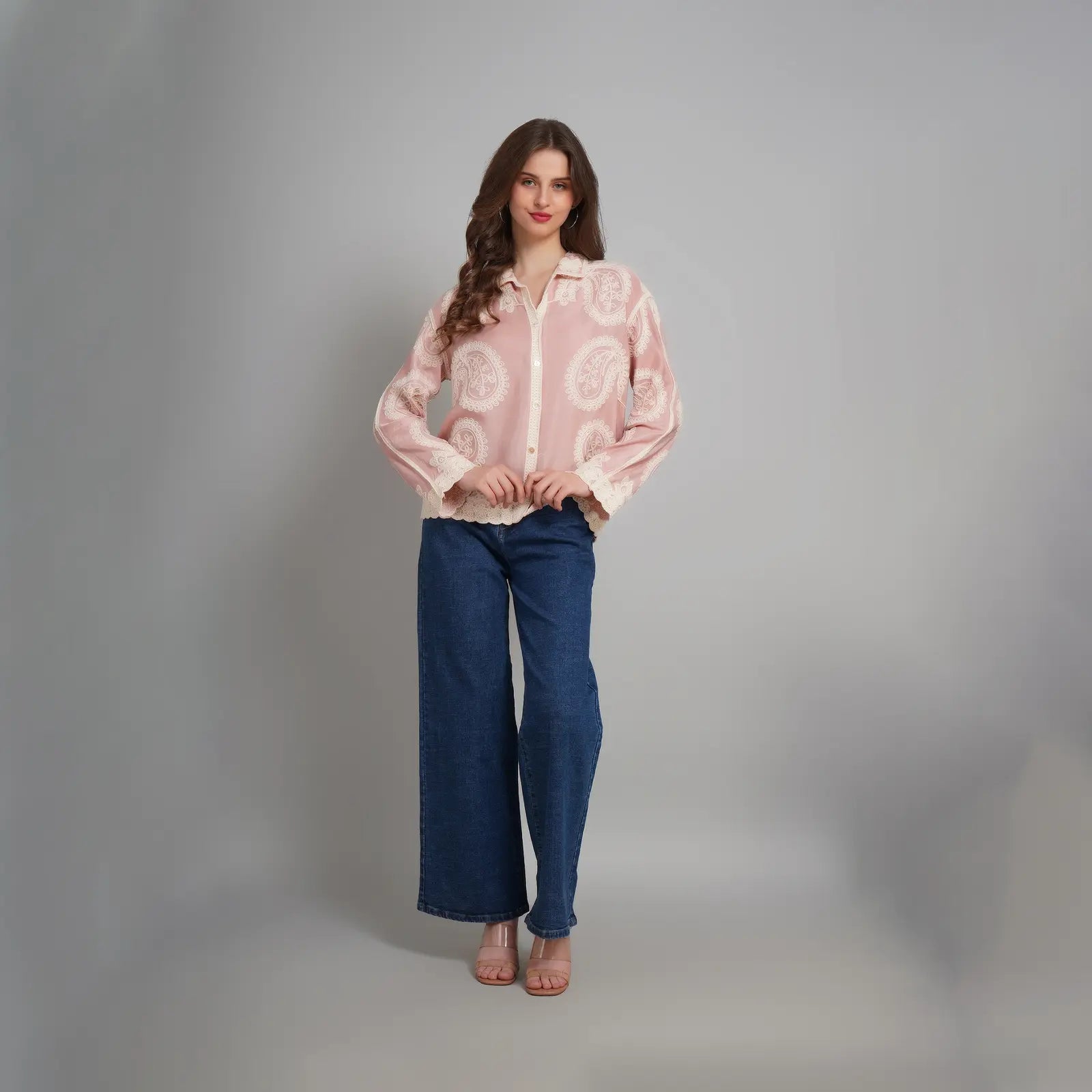 Women's Pink Paisley Sheer Shirt