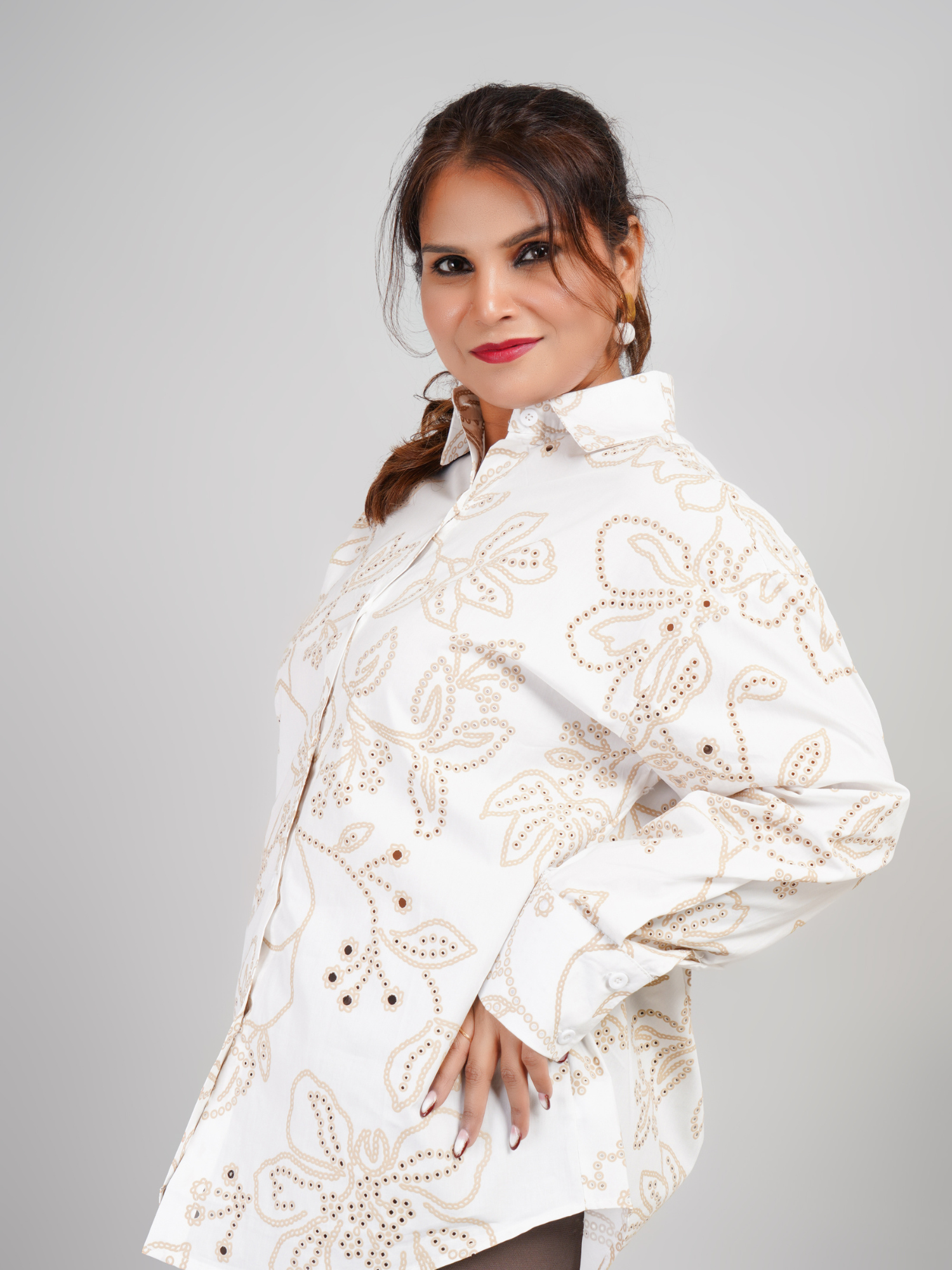 Embroidery Shirt with Embellished Detailing