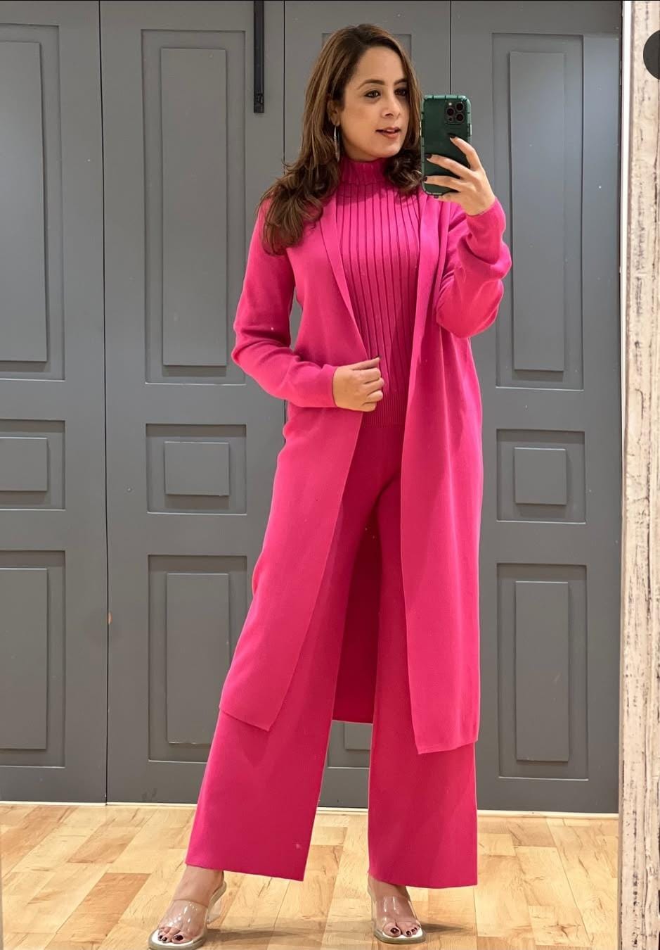 Effortlessly elegant and ultra-chic — this 3-piece woolen coord set redefines winter luxury with style and comfort.