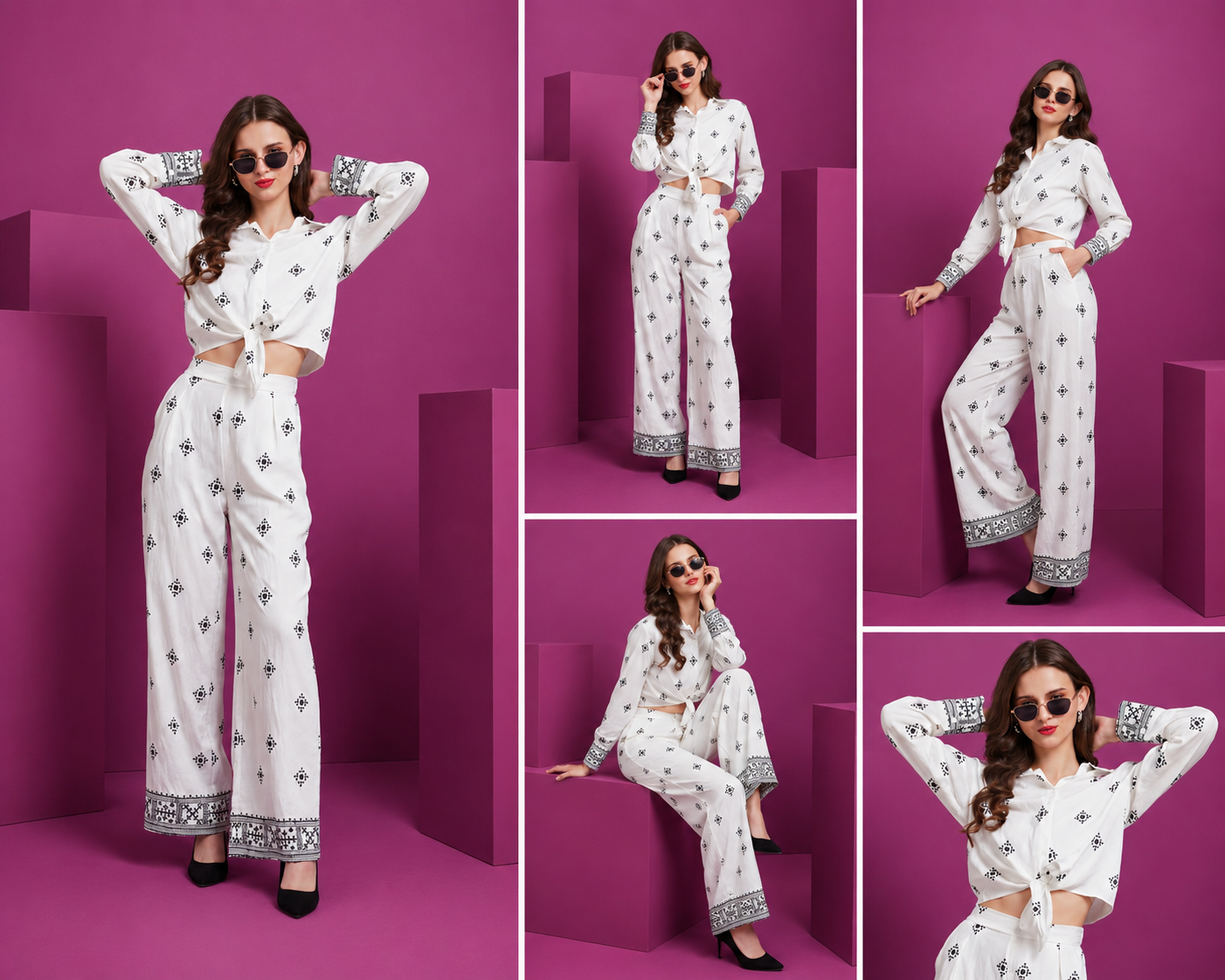 Women's White Printed Co-ord Set