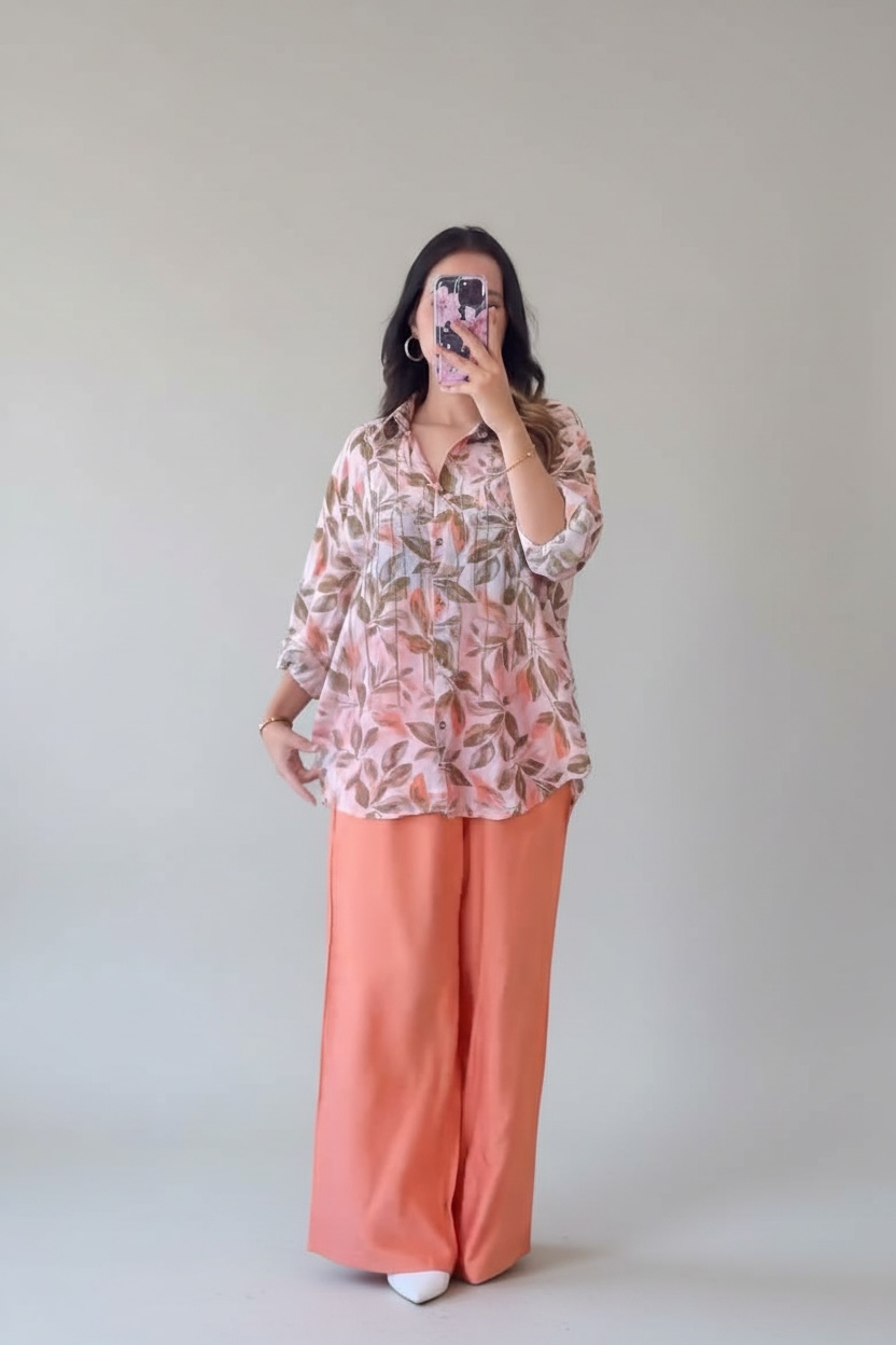 Cotton Co-ord Set for Women | Printed Shirt & Pants