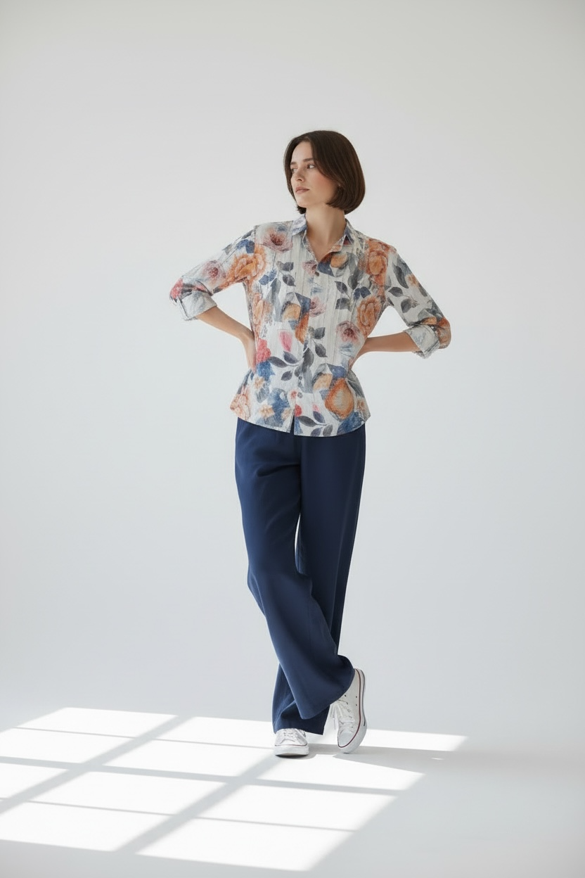 Cotton Co-ord Set for Women | Printed Shirt & Pants