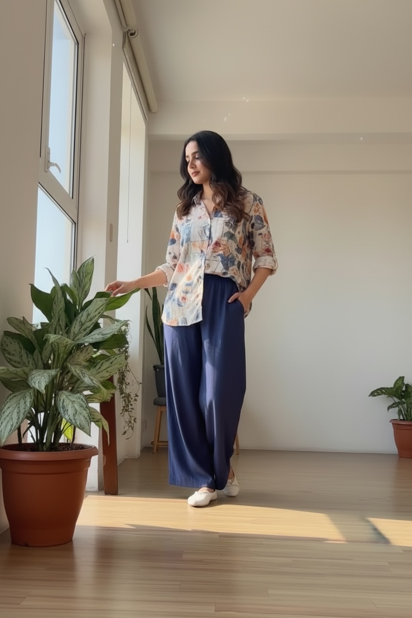 Cotton Co-ord Set for Women | Printed Shirt & Pants
