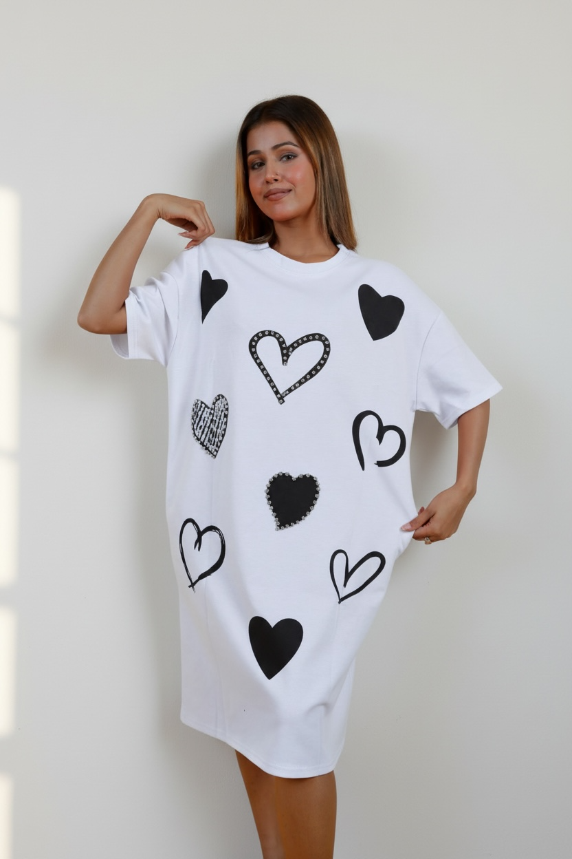 Orange Heart T-Shirt Dress