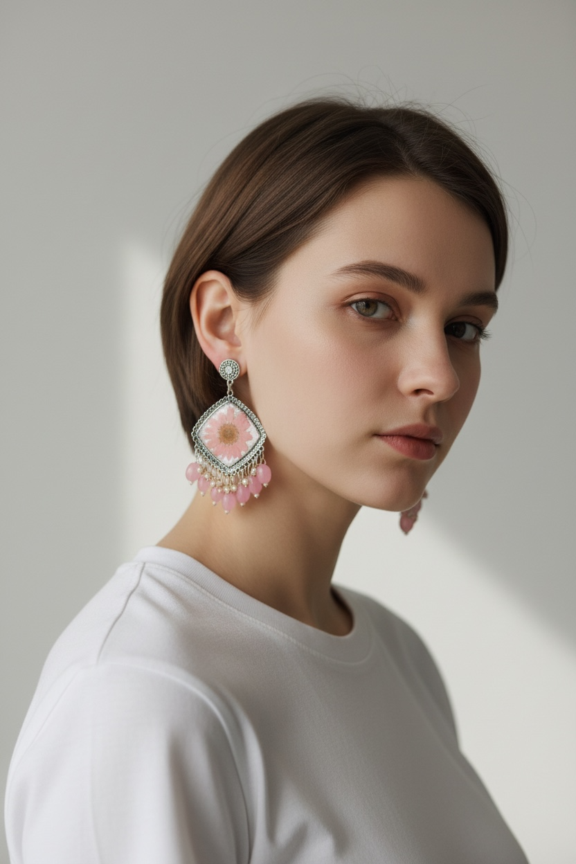 Real Flower Resin Earrings for Women | Handmade Yellow Floral Statement Danglers⸻