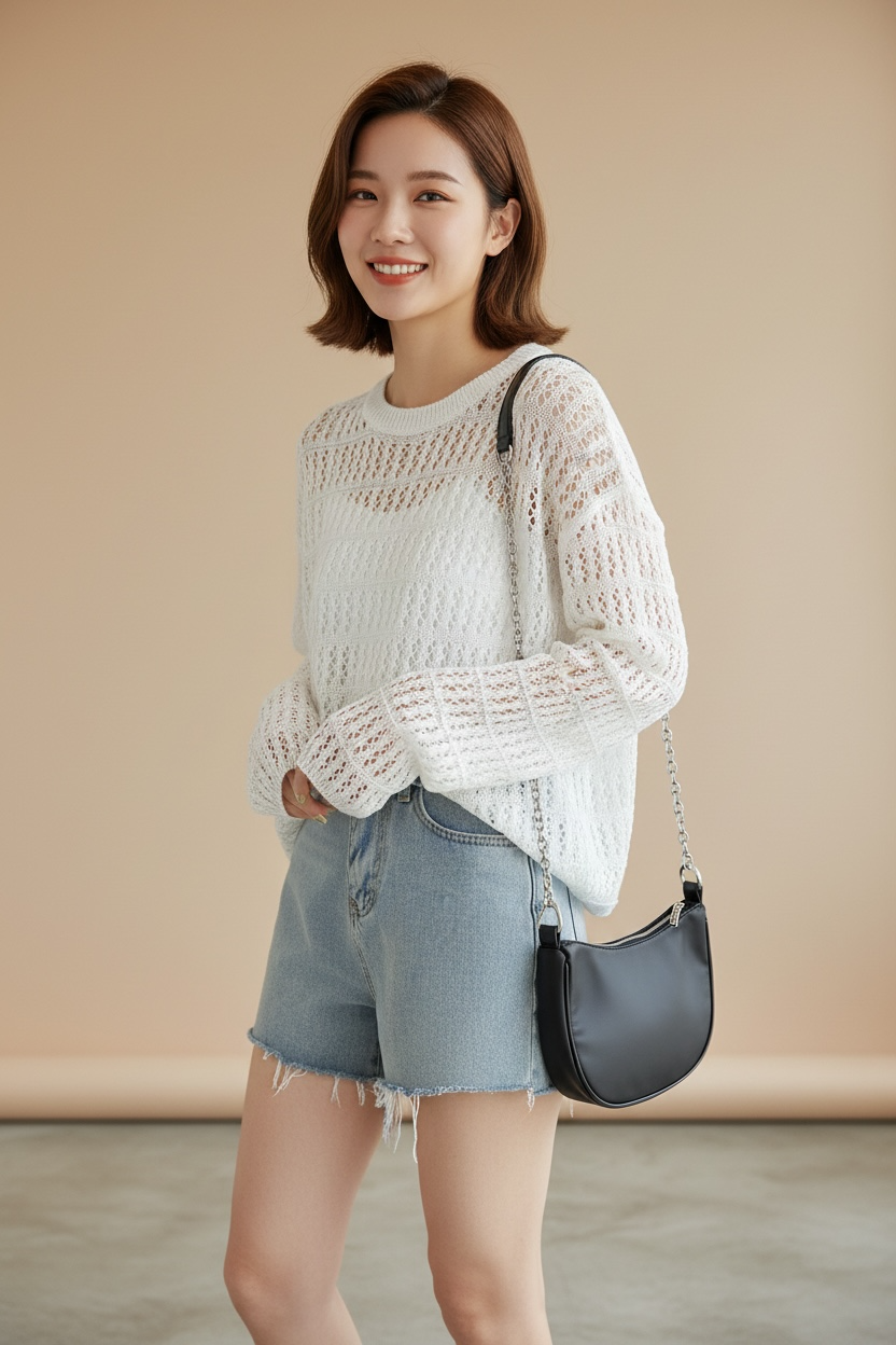 Sakura Crochet Top with Padded Inner – Women’s Crocia Fabric Summer Top