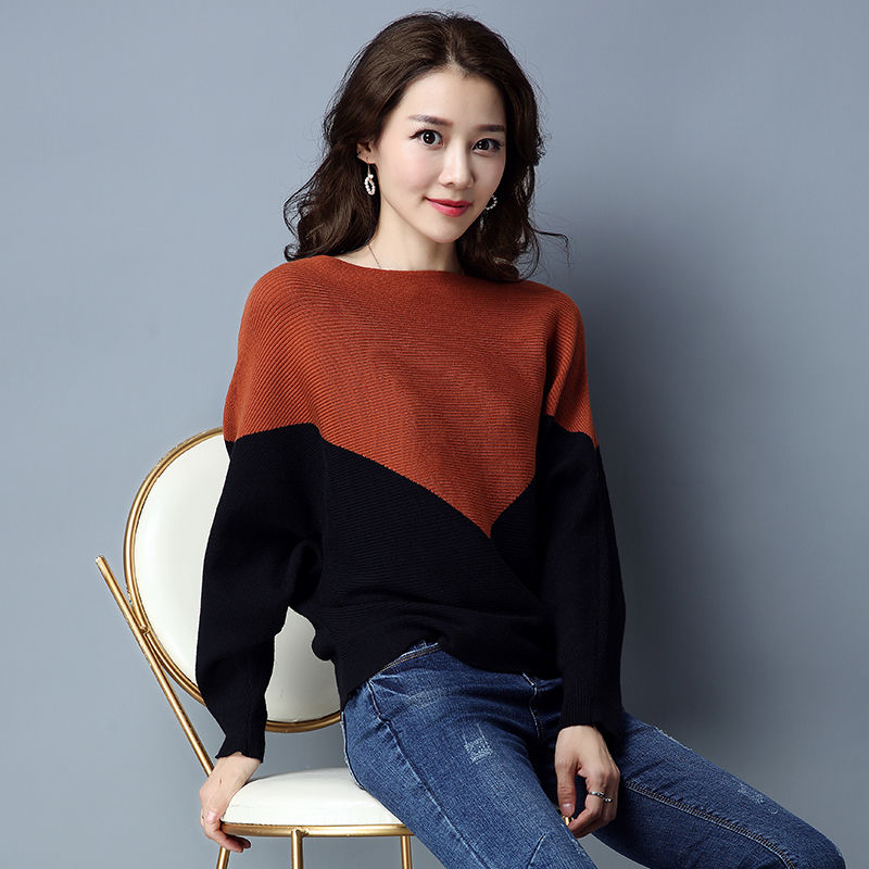 Baggy Style Colorblock Pullover – Soft Woollen Knit Sweater