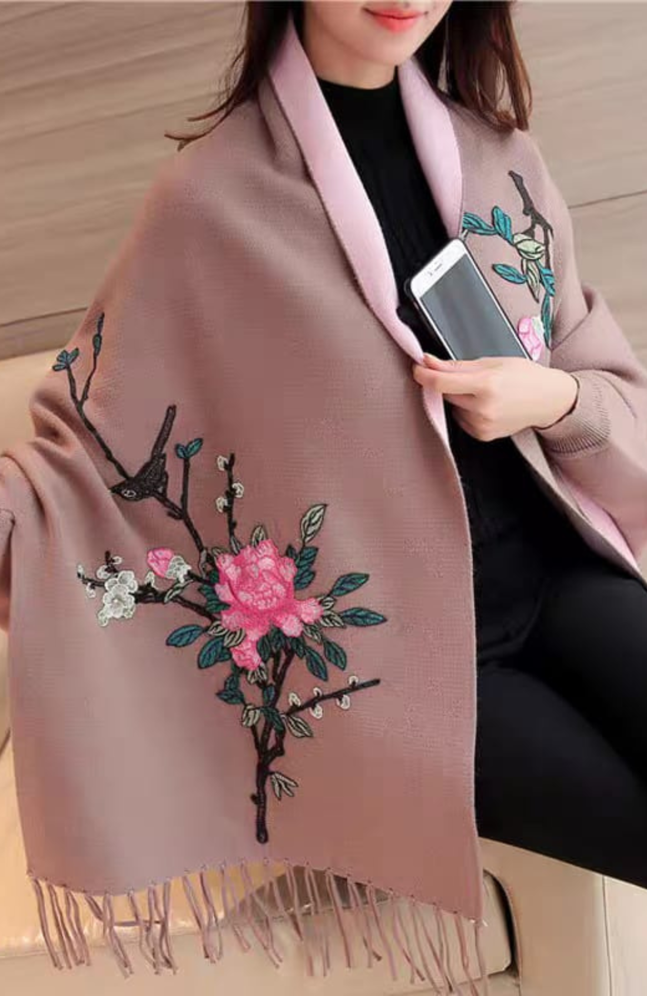 Premium Reversible Embroidered Woollen Shawl