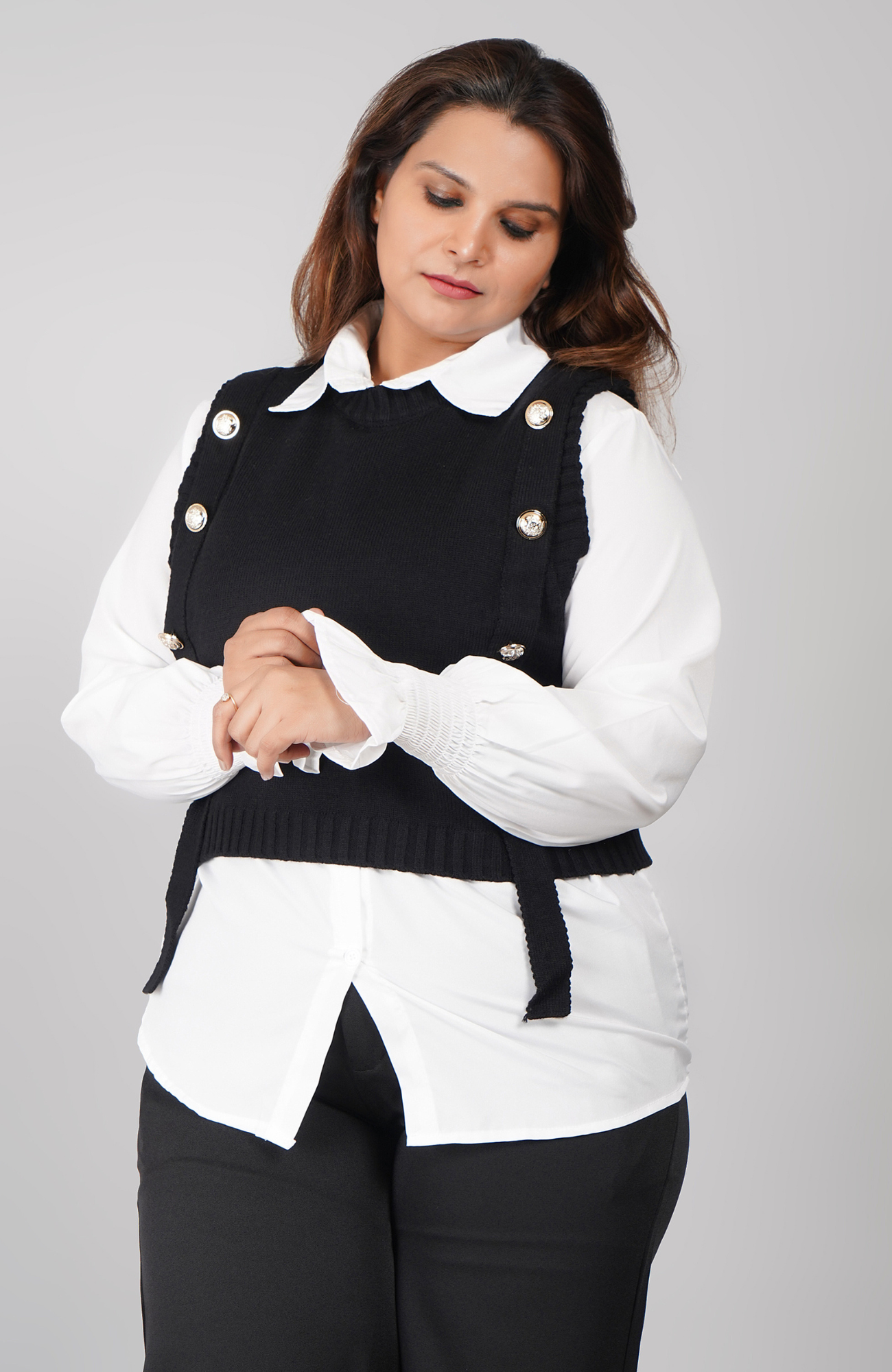 Ivy Luxury 2-Piece Soft Wool Pullover Set – Shirt + Sweater