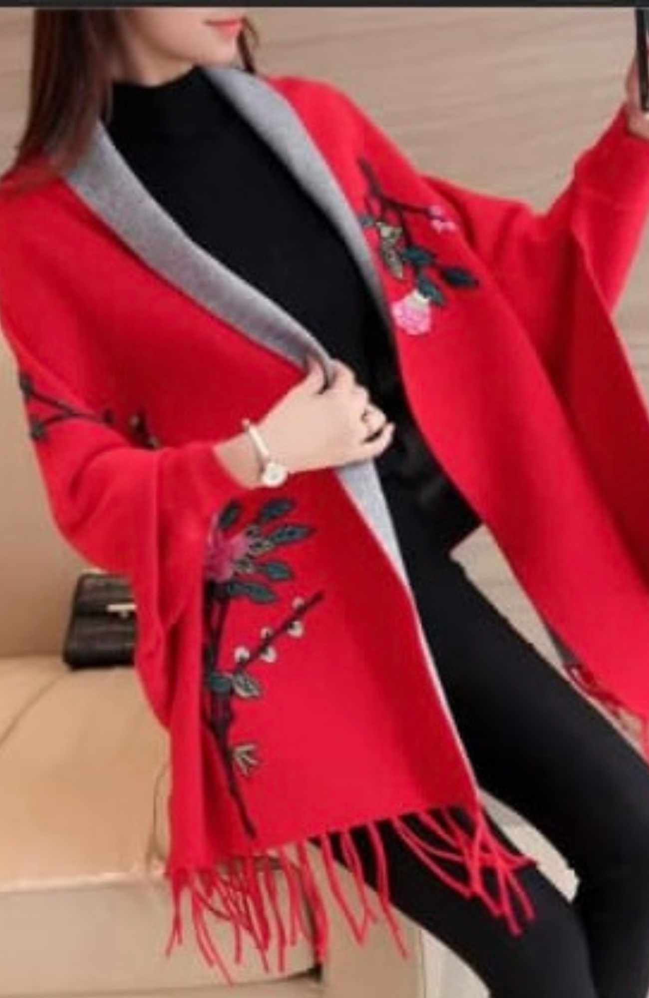 Premium Reversible Embroidered Woollen Shawl